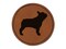French Bulldog Dog Solid Round Iron-On Engraved Faux Leather Patch Applique - 2.5"